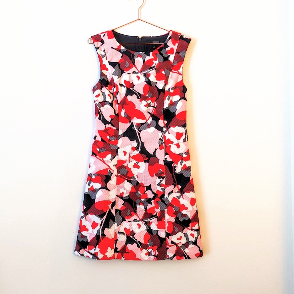 The Limited red & black sleeveless floral dress